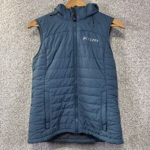 Klim Arise Vest Mens Medium Blue Hooded Quilted 3M Thinsulate Full Zip Outdoor